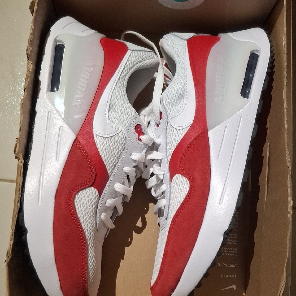 Nike Air Max White and Red Sneakers